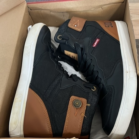 Levis Men's Jeffrey Hi 501 Core Sneaker Men’s 10M Black Tan - Picture 1 of 10